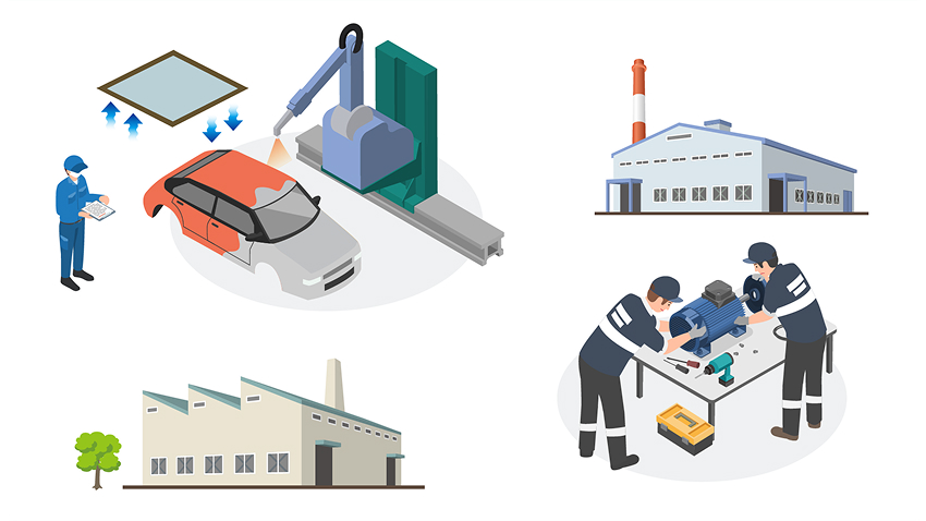 工場・産業界で活躍する製品のイメージ