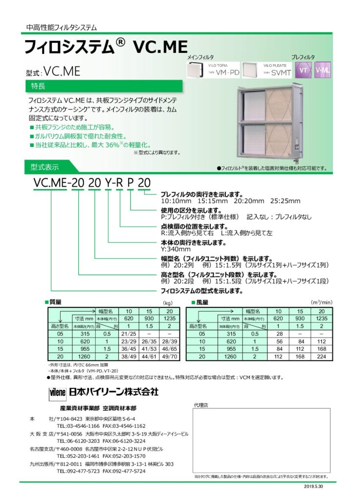 中高性能フィルタシステム（フィロシステム® VC.ME）