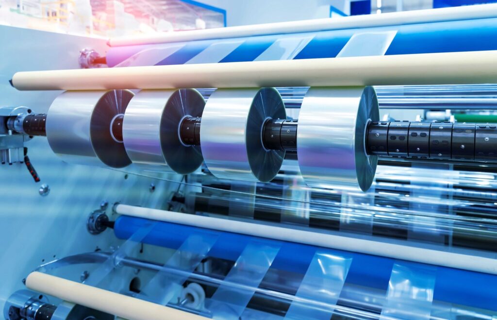 Cylinder section of a film production line illustrating static control applications